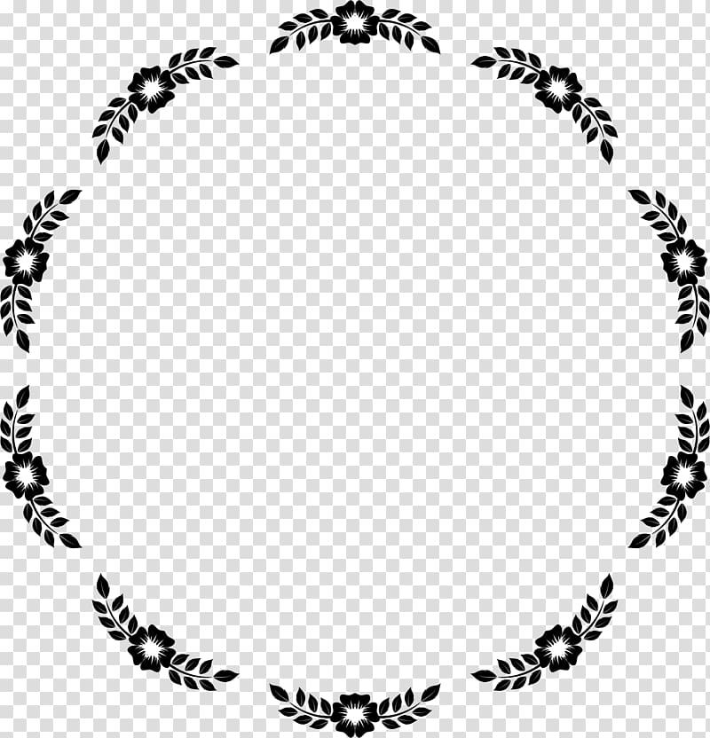 round black and white floral border, Flower Borders and Frames Frames , circle frame transparent background PNG clipart