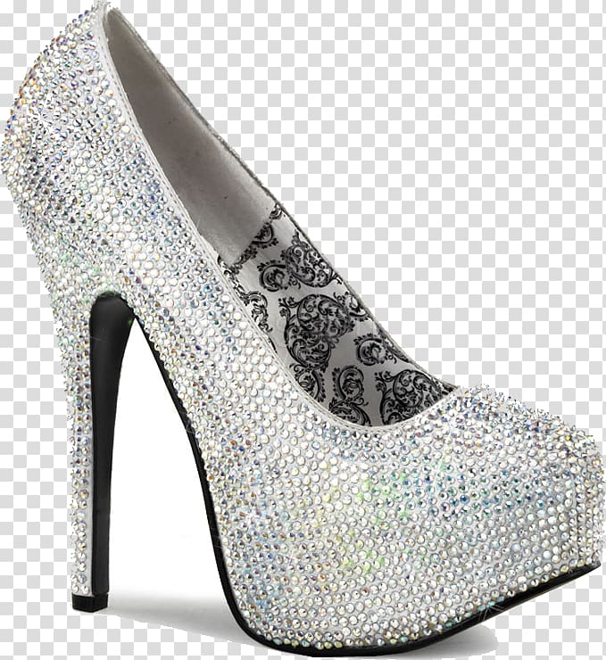 High-heeled shoe Court shoe Imitation Gemstones & Rhinestones Clothing, silver transparent background PNG clipart
