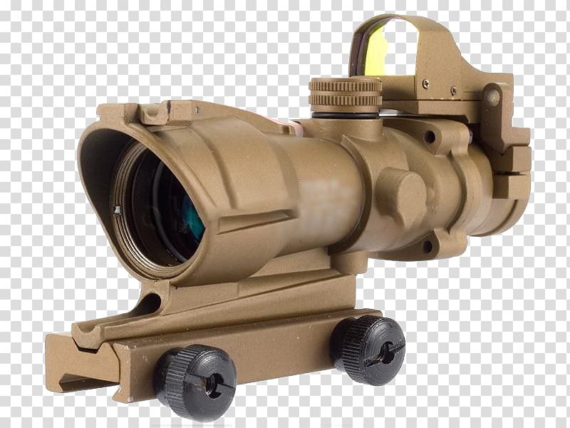 Weapon Telescopic sight Red dot sight Magnification, Free dual buckle yellow sand red dot sight creatives transparent background PNG clipart