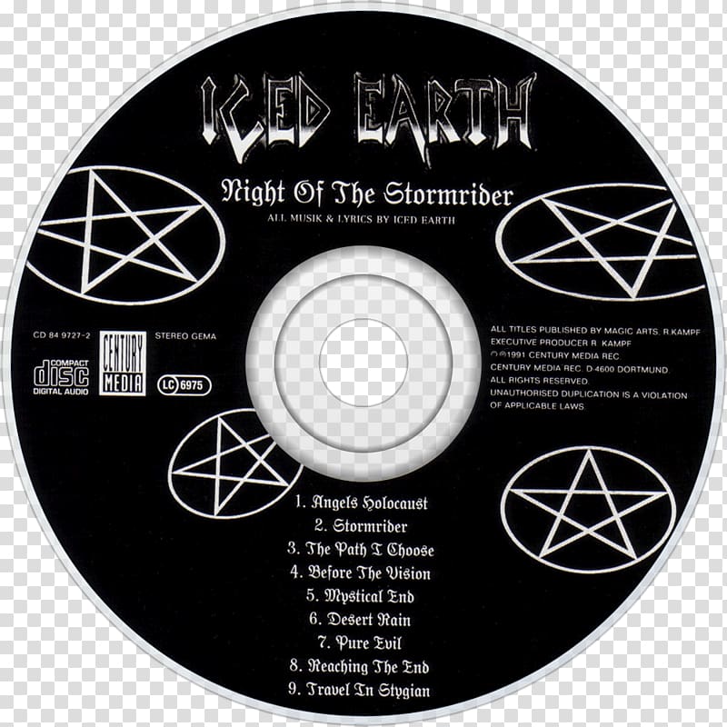 Compact disc Night of the Stormrider Iced Earth Music Album, Musical Night transparent background PNG clipart