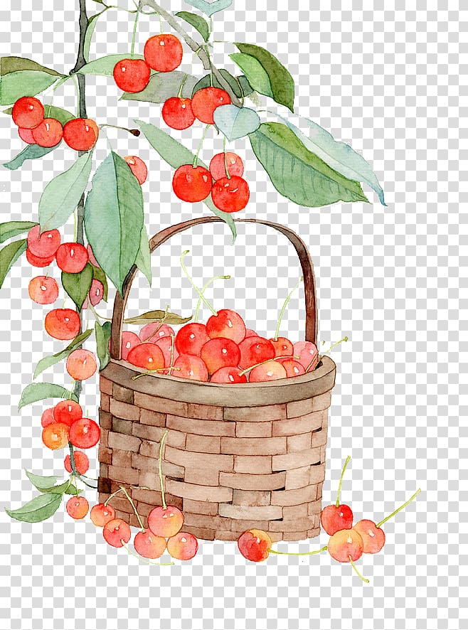 Watercolor painting Canvas Oil painting Landscape painting, Cherry transparent background PNG clipart