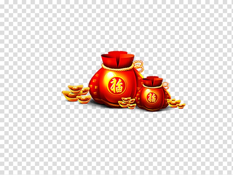 Chinese New Year Fukubukuro, Wallet purse creative decorative festive New Year transparent background PNG clipart