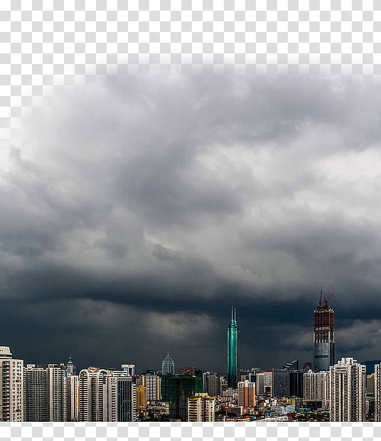 Cloud Sky Fog, Black clouds dominate the city transparent background PNG clipart