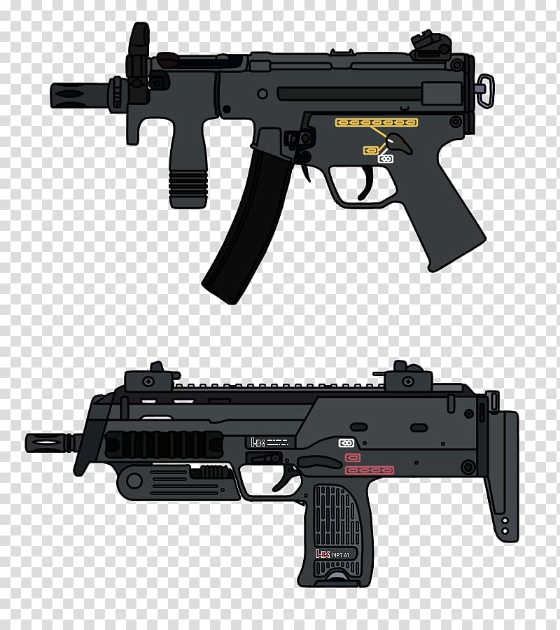 Heckler & Koch MP7 Submachine gun Heckler & Koch MP5K Airsoft Guns, Hk Mp5sd transparent background PNG clipart