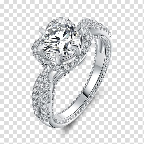 Silver Engagement ring Wedding ring Diamond, day dream wedding transparent background PNG clipart