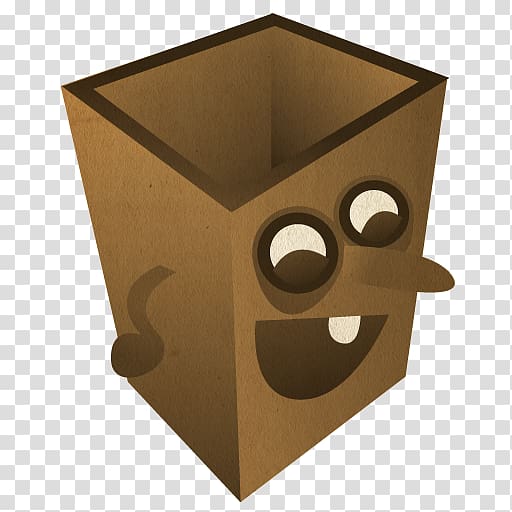 brown box character illustration, box angle, Trash empty transparent background PNG clipart