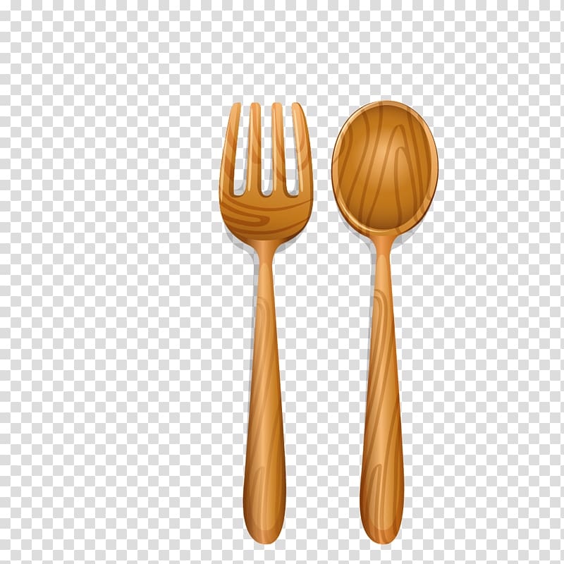 brown wooden spoon and fork illustration, Knife Wooden spoon Fork Illustration, Wooden spoon transparent background PNG clipart