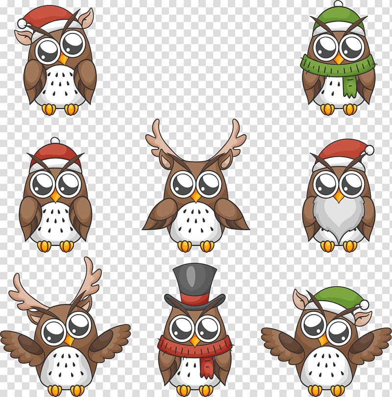 Owl Euclidean Christmas, Lovely big eyes owl festival transparent background PNG clipart