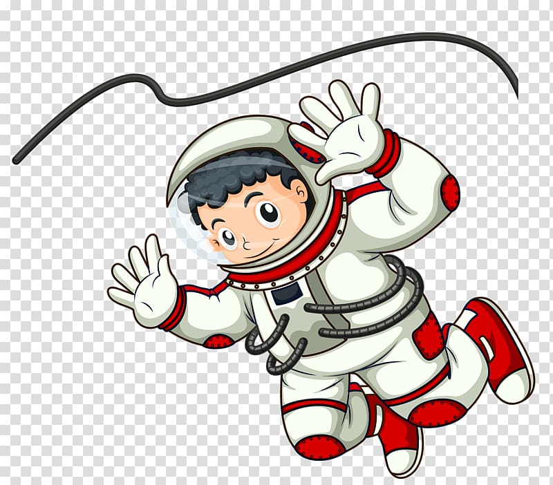 Astronaut Cartoon Illustration, Hand-painted cartoon astronaut transparent background PNG clipart