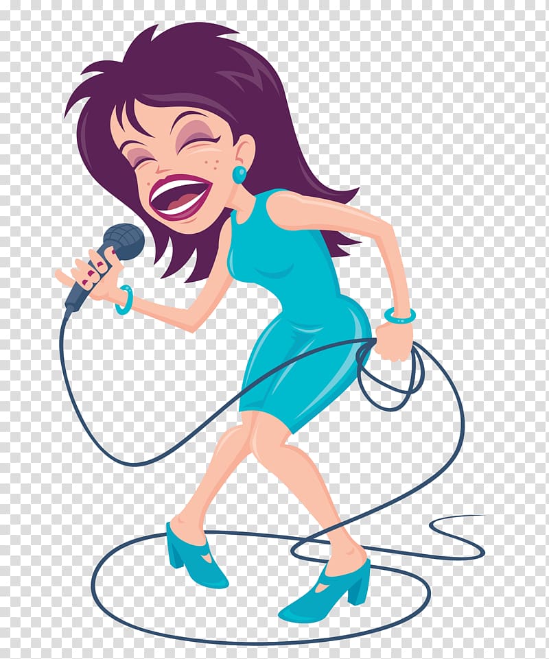 a woman with a microphone and a loud voice transparent background PNG clipart