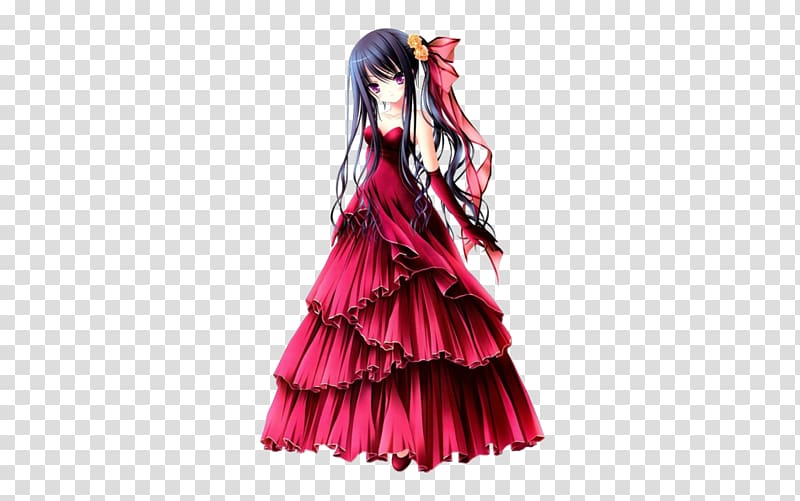 Anime Dress Black hair Lolita fashion, manga transparent background PNG clipart