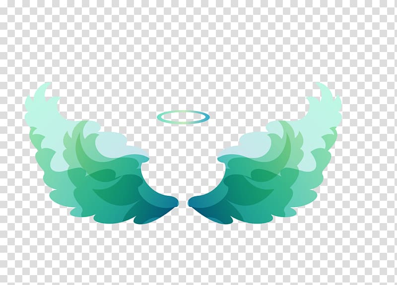 Angel Halo, Green Angel Halo Wings transparent background PNG clipart
