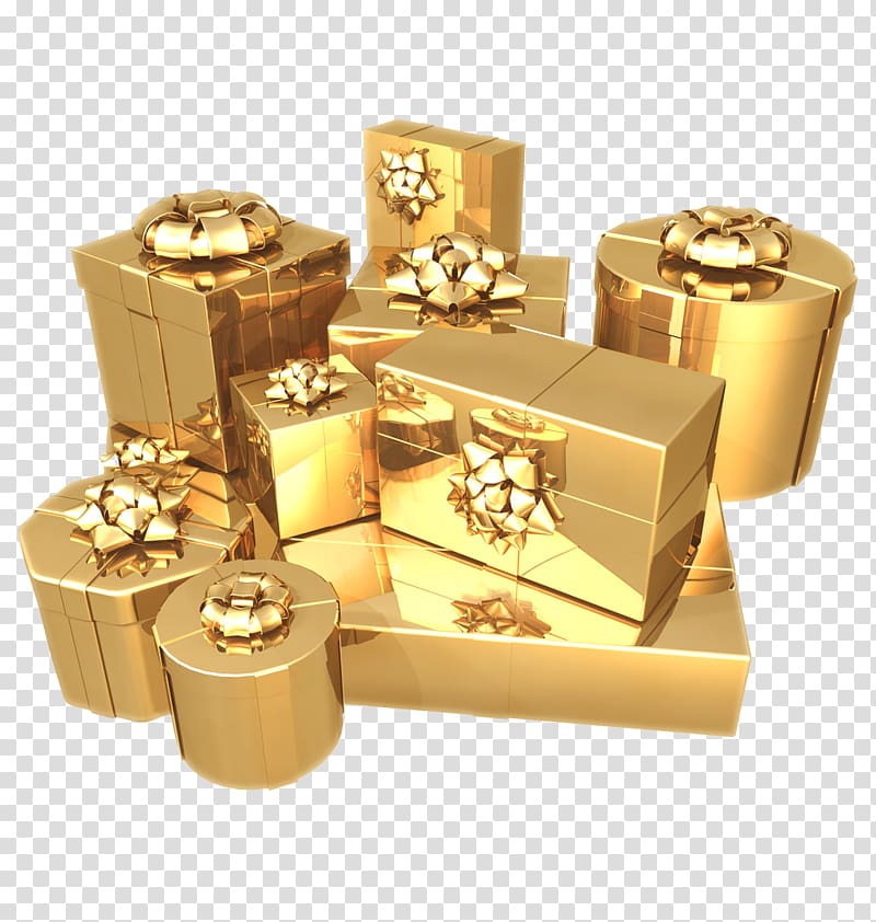 gold gift boxes, Gift Gold Paper Birthday Box, Gold Box transparent background PNG clipart