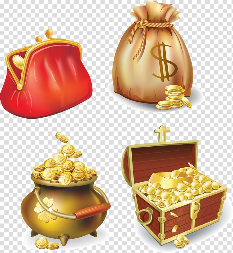 gold-colored coin lot illustration, Gold coin Icon, Gold coin pocket wallet transparent background PNG clipart