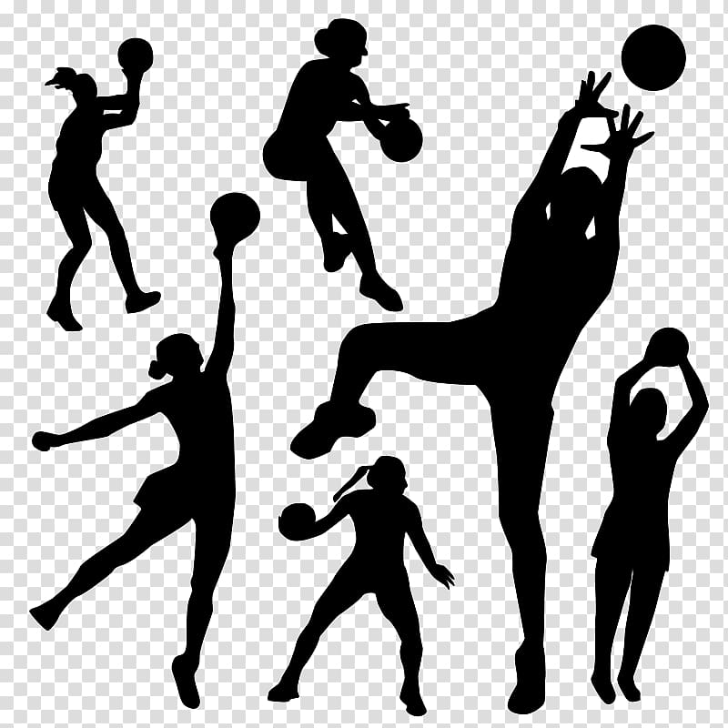 Netball Silhouette Illustration, People Sport File transparent background PNG clipart