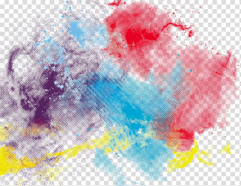 Watercolor painting , Colorful ink, red, blue, purple, and yellow abstract painting transparent background PNG clipart