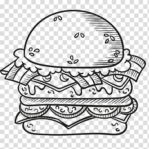 burger illustration, Hamburger Fast food Hot dog Calorie, pencil drawing,food,hamburger,hot dog,Fast food,Calorie foods,High-calorie transparent background PNG clipart