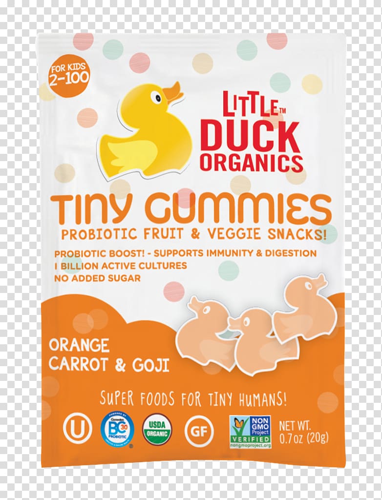 Organic food Gummi candy Little Duck Organics Goji Superfood, orange gummy transparent background PNG clipart