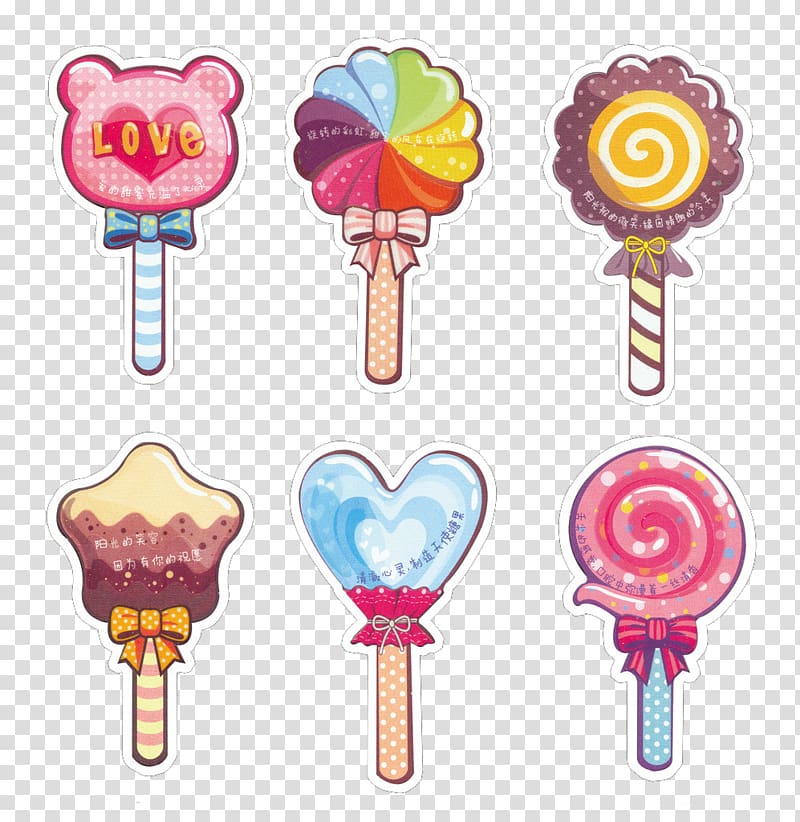 Lollipop Sugar Cartoon Candy, Cartoon hand colored lollipop transparent background PNG clipart