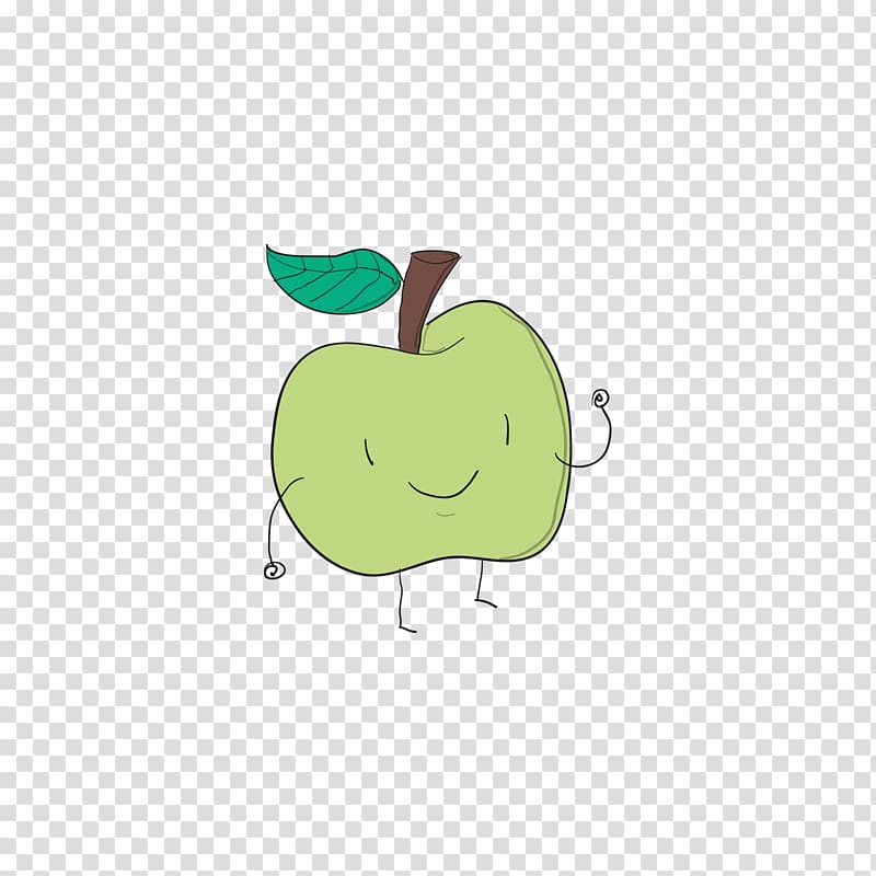 Apple Manzana verde Green Drawing, Green cartoon apple transparent background PNG clipart