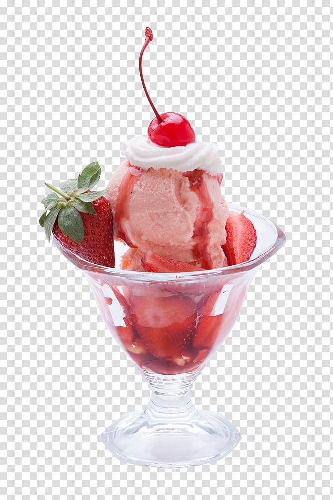 Sundae Sorbet Ice cream Parfait Knickerbocker glory, Ice cream Strawberry transparent background PNG clipart