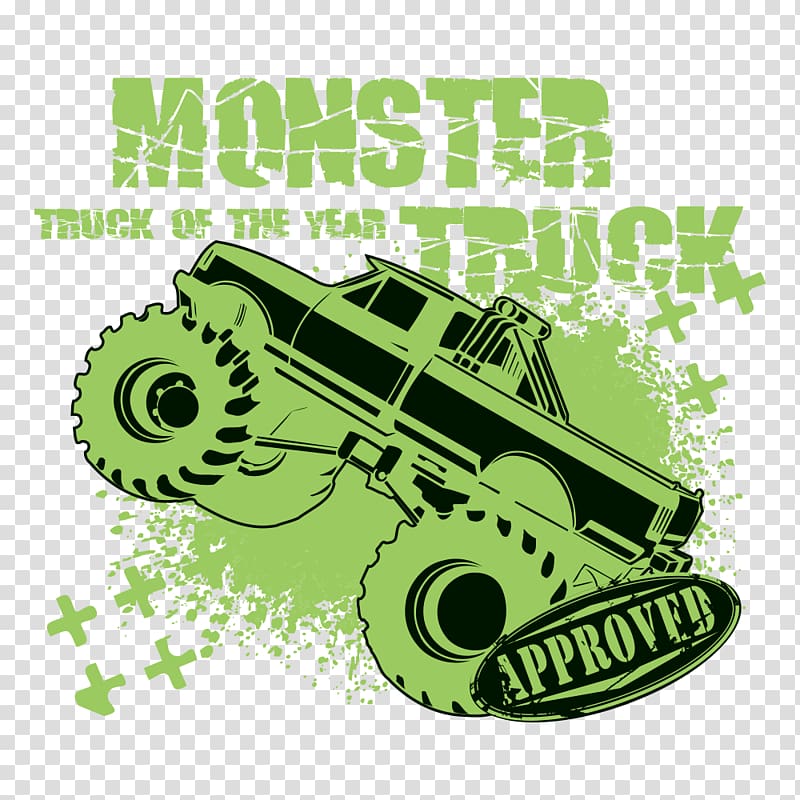 monster truck illustration, Car Green Monster Monster truck Poster, Green Car Print transparent background PNG clipart