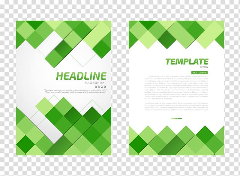 two Headlight and Template posters, Flyer Paper, Green square background flyer transparent background PNG clipart