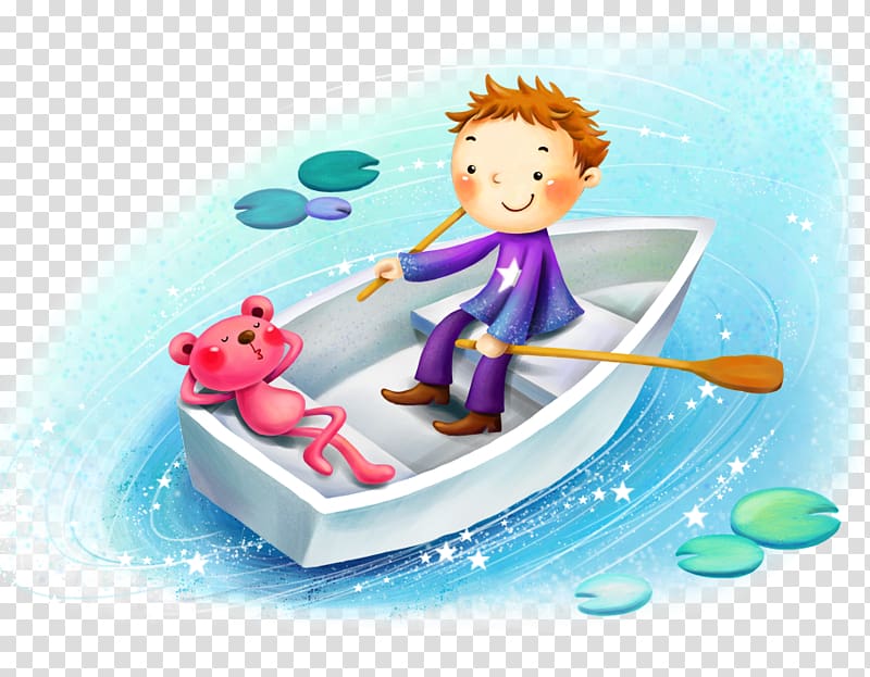 Cartoon Boat , A rowing child transparent background PNG clipart