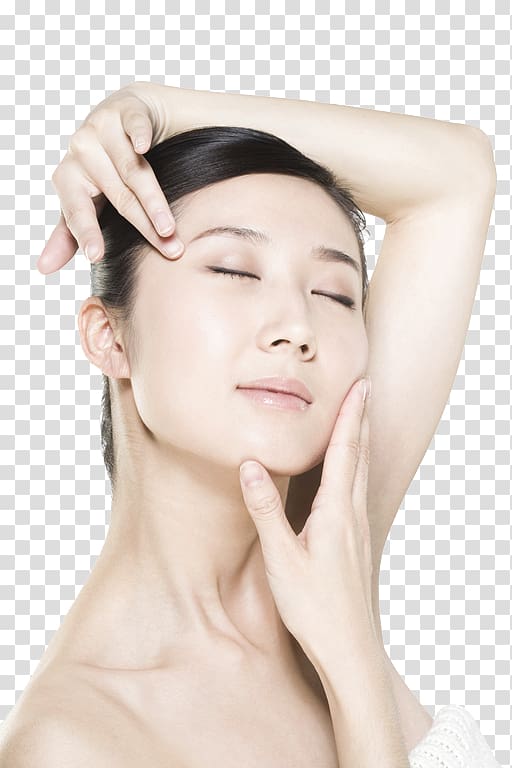 woman holding her chin, Anita Yuen Cosmetology Face Facial, A sleek, beautiful face transparent background PNG clipart