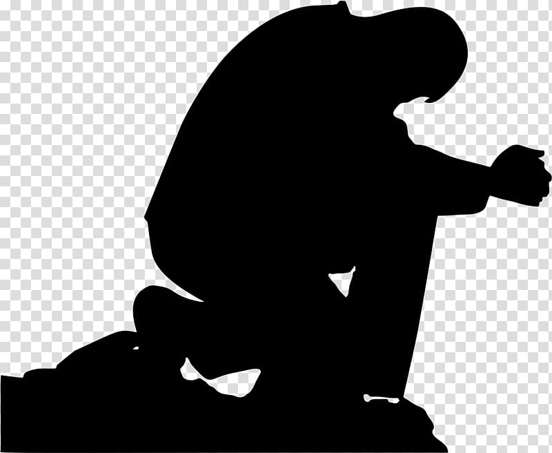 man kneeling silhouette sticker, Praying Hands Prayer Man Silhouette, praying transparent background PNG clipart