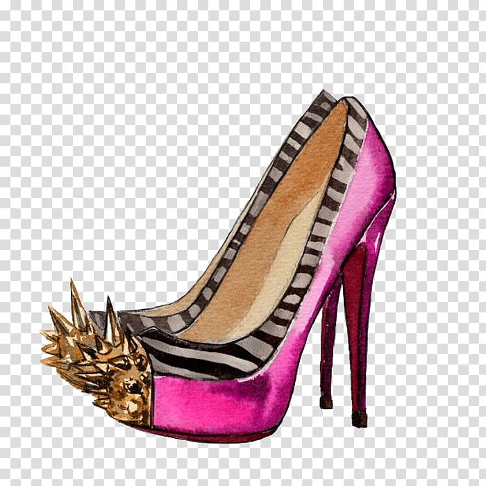 High-heeled footwear Sandal Court shoe, Hand-painted high heels design draft transparent background PNG clipart