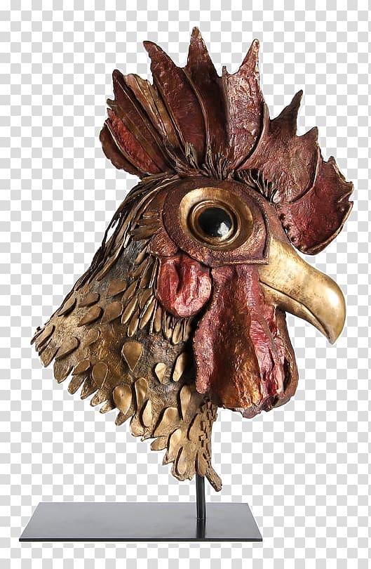 Gallic rooster France Bronze sculpture, rooster mascot transparent background PNG clipart