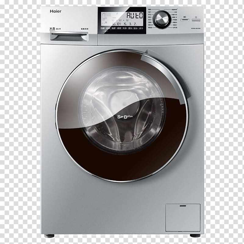 Washing machine Haier Laundry Clothes dryer Home appliance, White high-definition large map automatic Haier washing machine transparent background PNG clipart