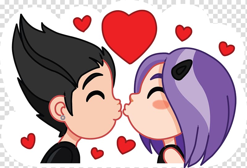boy and girl kissing sticker, Sticker Viber Android WhatsApp Google Play, STICKERS transparent background PNG clipart