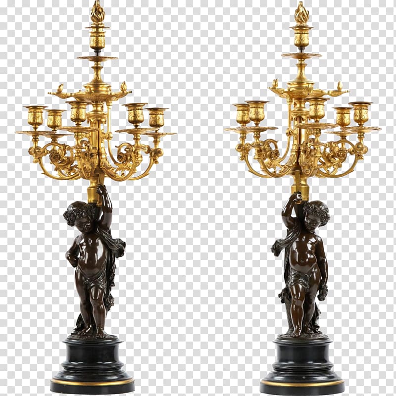 Bronze sculpture Ormolu Brass Candelabra, bronze transparent background PNG clipart