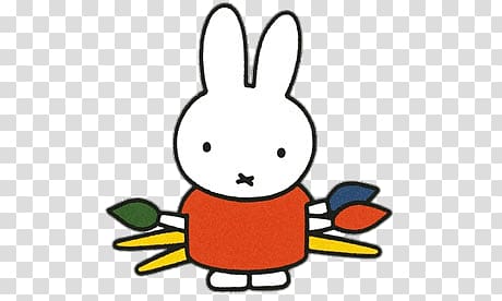 white bunny character , Miffy With Pencils transparent background PNG clipart