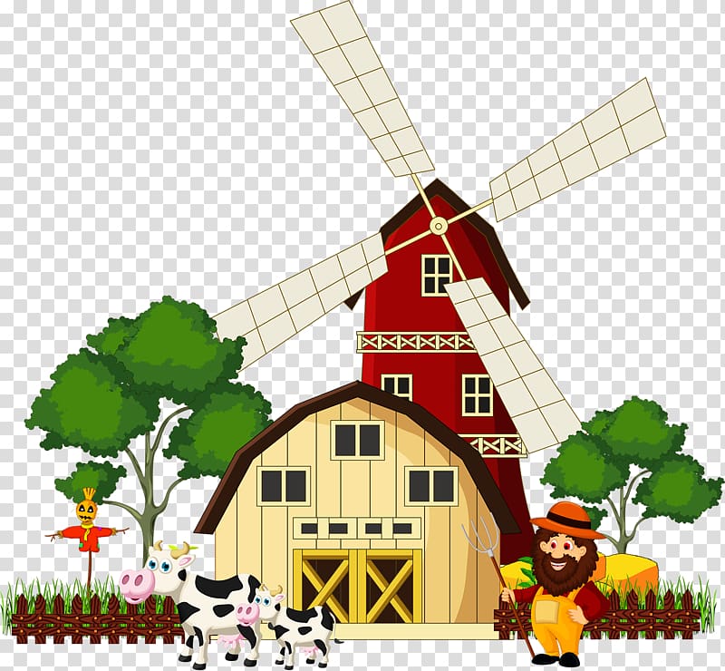 red and brown barn yard illustration, Cartoon Illustration, Cartoon house transparent background PNG clipart
