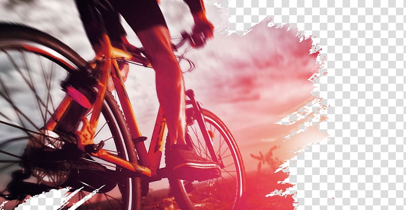 cyclist under gray sky during golden hour, Racing Poster Cycling , Cycling transparent background PNG clipart