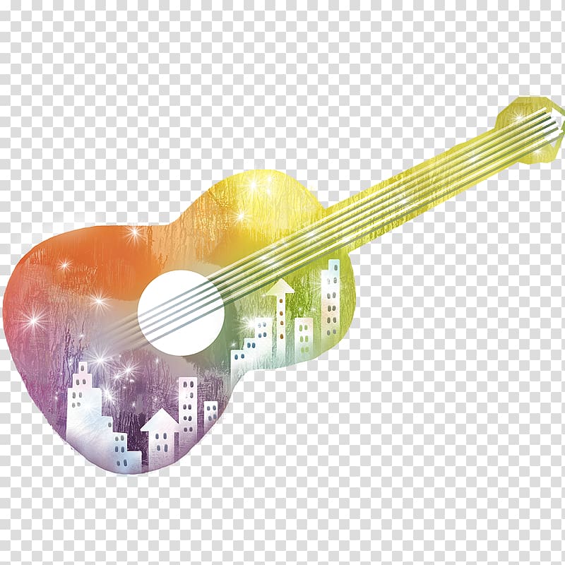 Ukulele Acoustic guitar Cartoon Illustration, Illustration Guitar transparent background PNG clipart