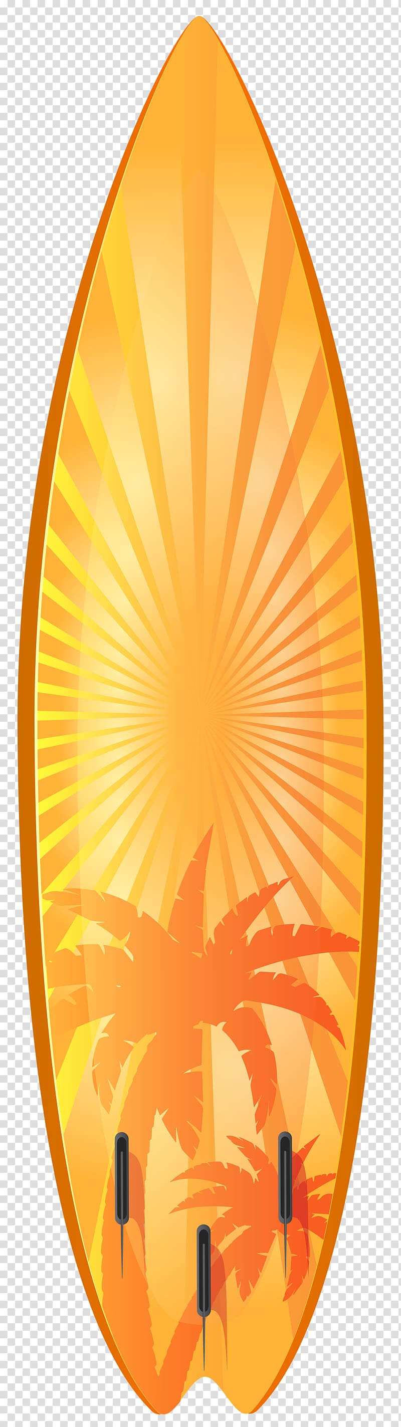 orange surfboard, Surfboard Surfing , Orange Surfboard with Palm Trees transparent background PNG clipart