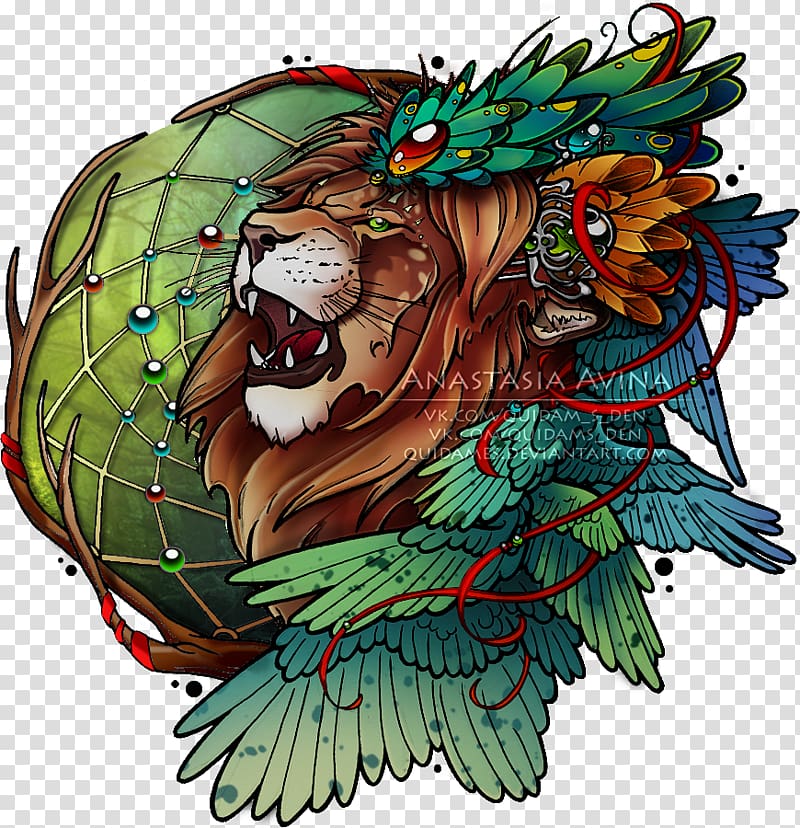 Tattoo Feather Dreamcatcher Sketch Lion, feather transparent background PNG clipart