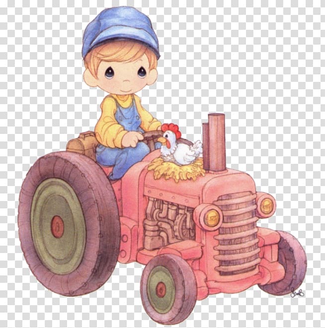 Figurine Precious Moments, Inc. Drawing Tractor, tractor transparent background PNG clipart