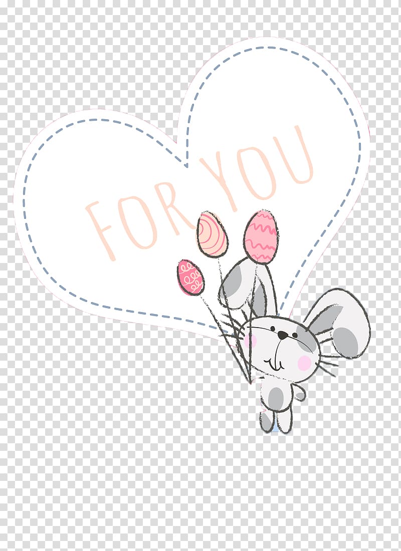 Heart Cartoon Valentine\'s Day , Fresh cartoon rabbit background material transparent background PNG clipart