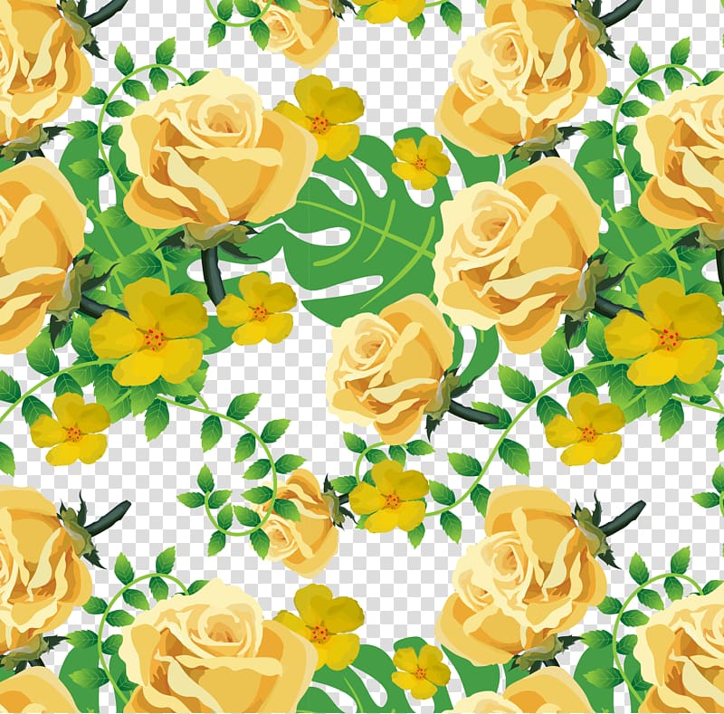 Yellow Garden roses Euclidean , Summer garden pattern transparent background PNG clipart