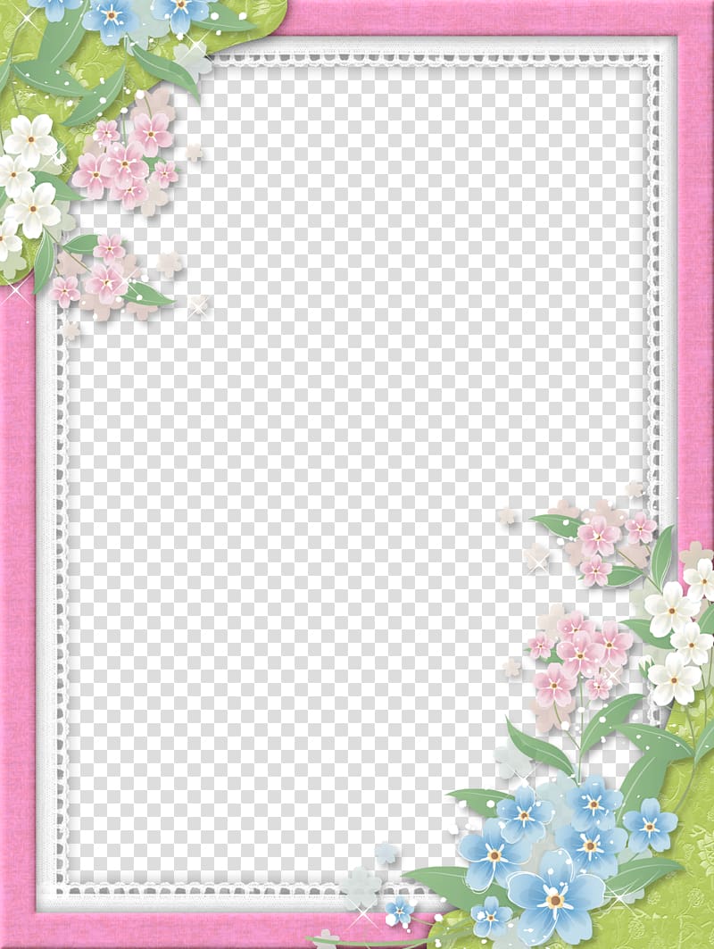 frame file formats, Pink Flower Frame transparent background PNG clipart