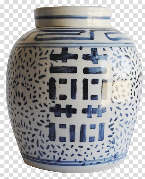 Ceramic Urn Blue and white pottery Vase Porcelain, double happiness jar transparent background PNG clipart