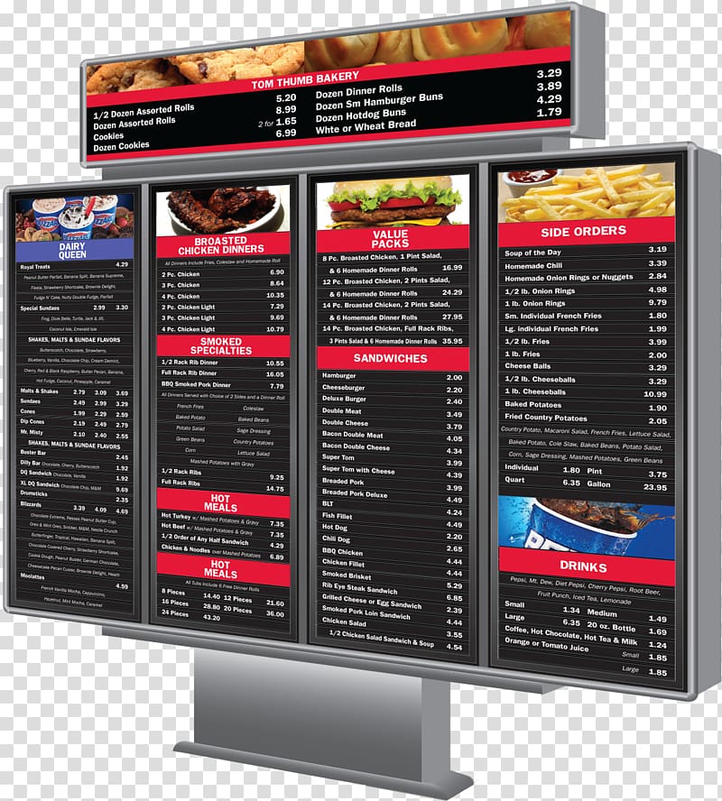 Menu Drive-through Display device Pocket door Display advertising, Menu transparent background PNG clipart