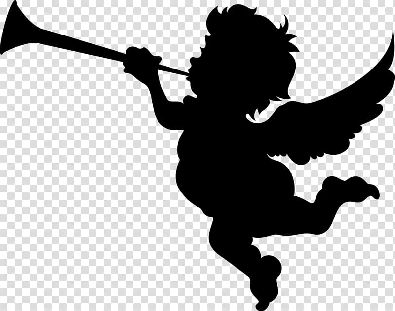 Cupid , Angel Silhouette transparent background PNG clipart