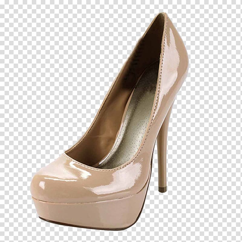 High-heeled footwear Court shoe Boot Wedge, Beige lady high heels transparent background PNG clipart