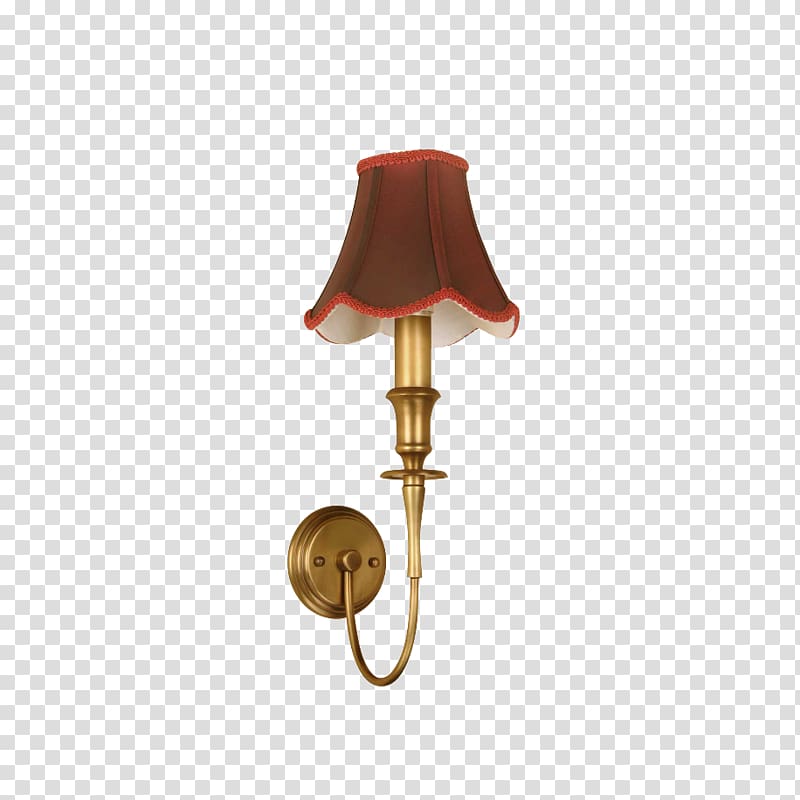 Sconce Electric light Brass, Pastoral single head copper wall lamp transparent background PNG clipart